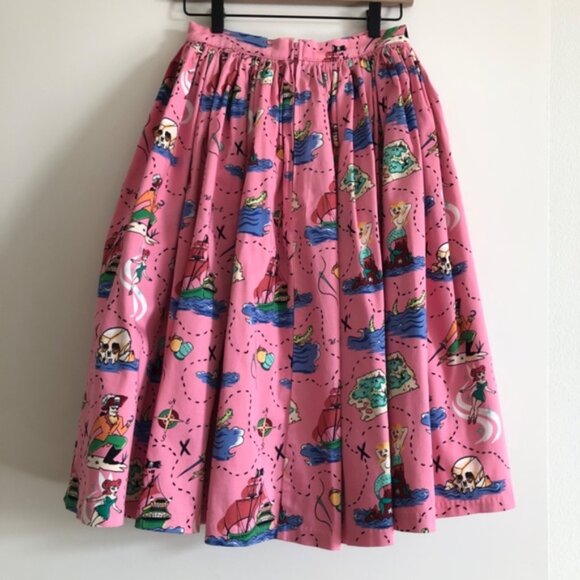 Pinup Couture Jenny Skirt - Pink Neverland Mermaid Print -Small - Picture 3 of 15